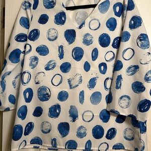 Blue and White Polka Dot Blouse